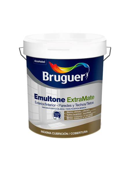 PINTURA PLASTICA BRUGUER EMULTONE EXTRA MATE B.04 L  BLANCO
