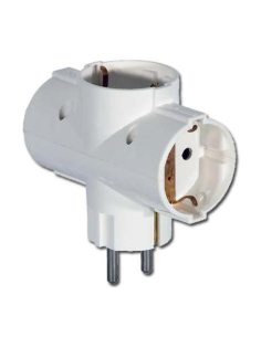 Adaptador 3 Tomas Schuko Blanco 50516