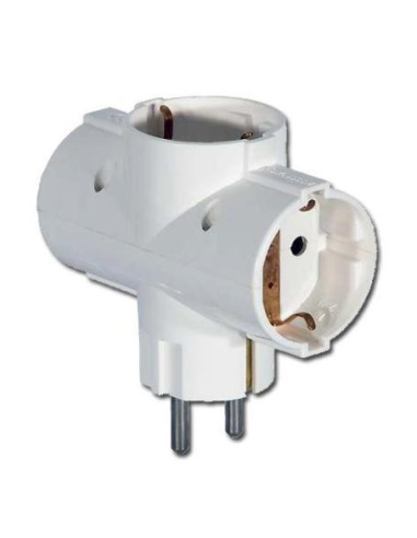 Adaptador 3 Tomas Schuko Blanco 50516