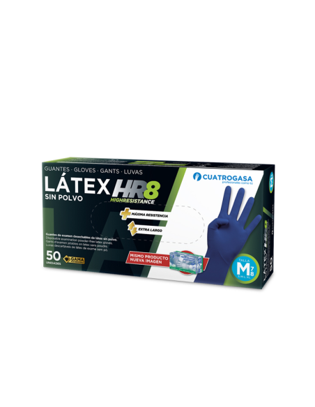 GUANTES LATEX AZUL LARGO CAJA 50 uds  MEDIANA