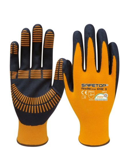 Safetop Guante Nitrilo Fit-O-Lite Strings G102 Naranja Talla 7