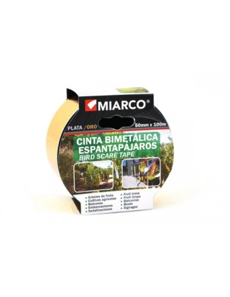 Miarco Cinta Espantapájaros Oro/Plata 50 mm x 100 m