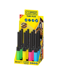 Clipper Encendedor Tube Plus Expositor 12 uds
