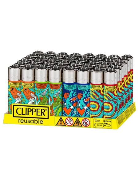 Clipper Encendedor Classic Grabado Expositor 48 uds