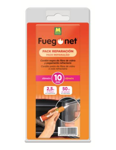 Fuegonet Cordón Chimenea Negro Ø 10 mm + Cola Refractaria...