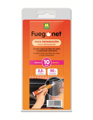 Fuegonet Cordón Chimenea Negro Ø 10 mm + Cola...