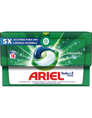 DETERGENTE ARIEL CAPSULAS 5 ACCIONES 18 uds