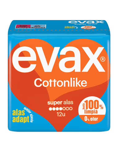 COMPRESAS EVAX COTTONLIKE SUPER ALAS 12