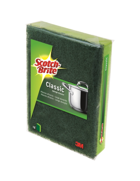 Scotch-Brite Estropajo Fibra Verde con Esponja Grande 1 ud