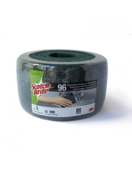 Scotch-Brite Estropajo Fibra Verde 96 Rollo Precortado 134 mm x 6 m