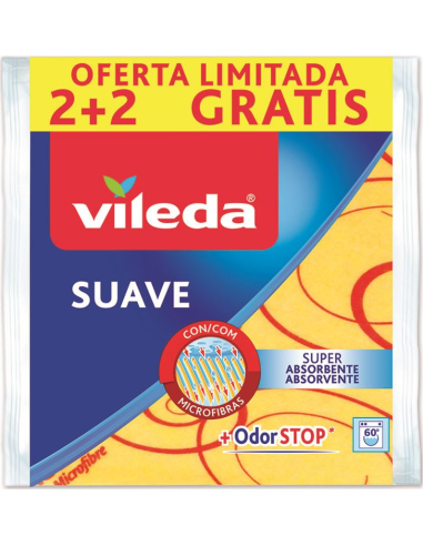 BAYETA VILEDA SUAVE AMARILLA 38 x 40  2+1 uds