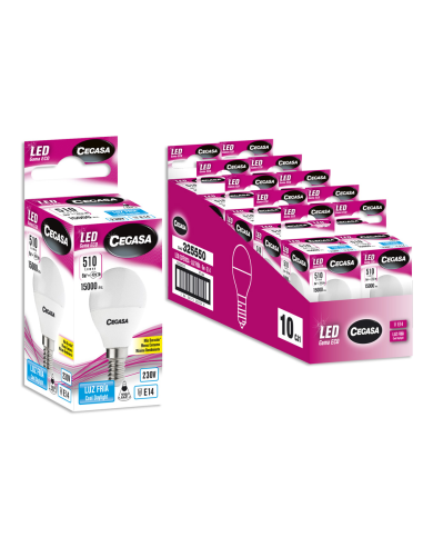 LAMPARA LED CEGASA ESFERICA 6W  E-14 BLANCA