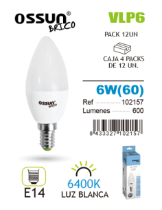 OSSUN LÂMPADA LED VELA 6W E14 BRANCA