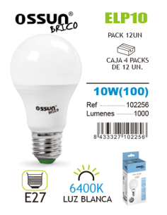 Ossun Bombilla LED Standard 10W E27 Luz Blanca