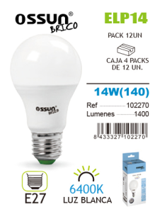 Ossun Bombilla LED Standard 14W E27 Luz Blanca