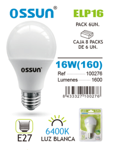Ossun Bombilla LED Standard 16W E27 Luz Blanca