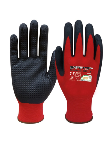 GUANTES SAFE TOP NYLON-LYCRA G101 TALLA 08 ROJO