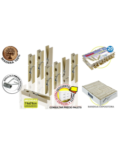 PINZAS ROPA PAQUETE  20 uds MADERA PRIMERA