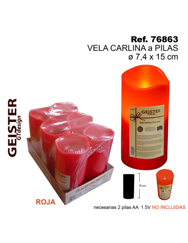 Geister Vela LED Carlina Roja 7,4 x 15 cm 76863