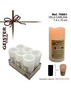 VELA CARLINA PILAS 15 x 7,4 cm BLANCA 76861