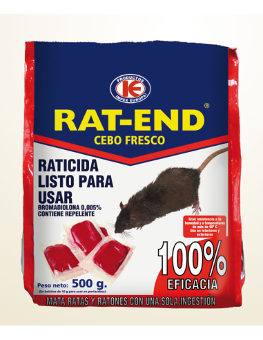 RATICIDA RAT-END CEBO FRESCO 003 CAJA 10 kg 20X500