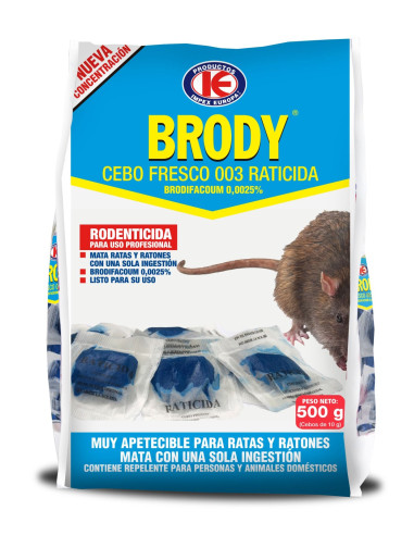 RATICIDA BRODY CEBO FRESCO 003 CAJA 10 kg 20X500
