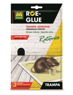 RATICIDA ROE -GLUE TRAMPA ADHESIVA  RATONES 3 ud