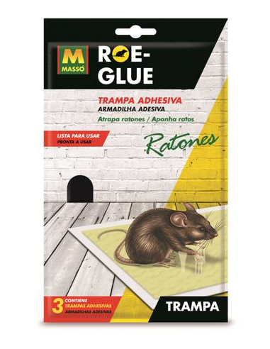 RATICIDA ROE -GLUE TRAMPA ADHESIVA  RATONES 3 ud