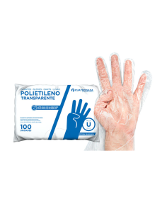 GUANTES TRANSPARENTES POLIETILENO 100 uds USO ALIMENTARIO