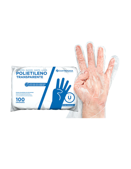 GUANTES TRANSPARENTES POLIETILENO 100 uds USO ALIMENTARIO