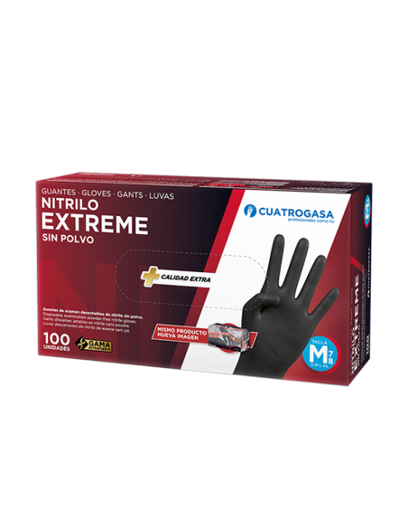 GUANTES NITRILO EXTREM NEGRO CAJA 100 uds  MEDIANA