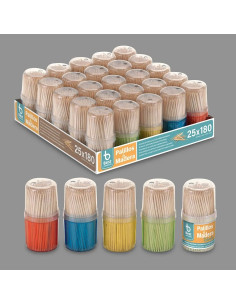 Palillos Redondos Bote Color 180 uds Expositor 25
