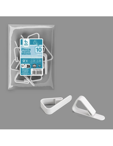 Best Pinza Sujeta Mantel Plástico Blanca 10 uds
