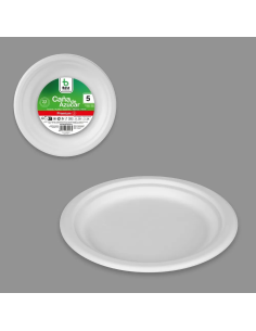 PLATO GRANDE CAMPING BEST PAQUETE  5 uds 22 cm  CAÑA DE AZUCAR BIODEGRADABLE