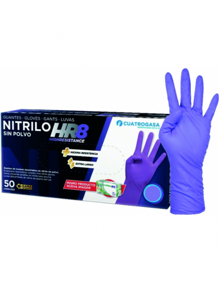 Guantes Nitrilo Morado con 50 HR8 Talla S