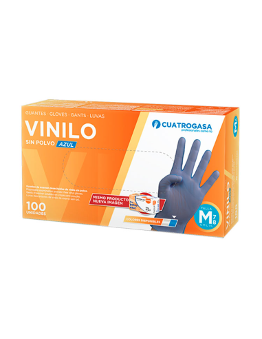 GUANTES VINILO AZUL CAJA 100 uds  GRANDE
