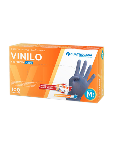 GUANTES VINILO AZUL CAJA 100 uds  GRANDE
