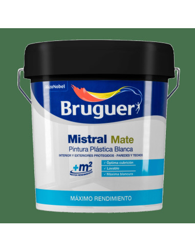 Bruguer Pintura Plástica Mistral Mate Blanco 15 L