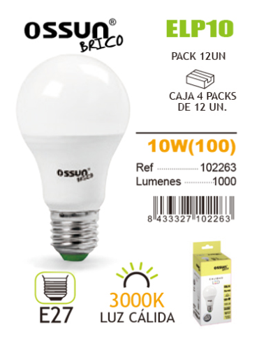 LAMPARA LED OSSUN STANDARD 10W E27 CALIDA