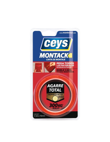 Cinta Montaje Doble Cara Montack Ceys 2,5m X 19mm