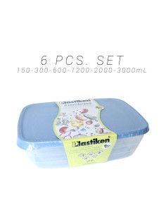 SET 6 FIAMBRERAS PK RECTANGULAR AZUL