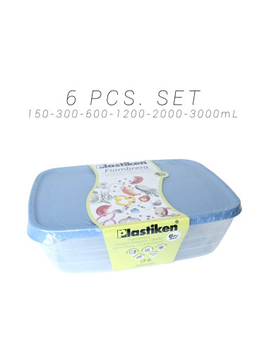 SET 6 FIAMBRERAS PK RECTANGULAR AZUL