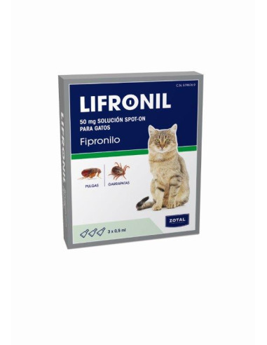 PIPETAS DE LIFRONIL PARA GATOS 3X50 ML.