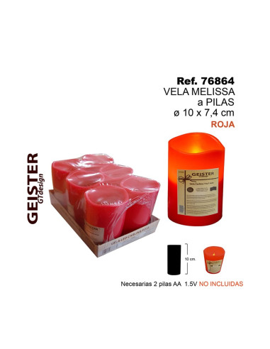 PILHAS DE VELA CARLINA 76864 10X74CM. VERMELHO