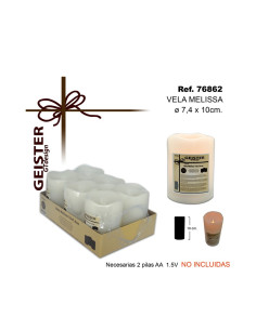 VELA MELISSA PILAS 10 x 7,4 cm BLANCA 76862