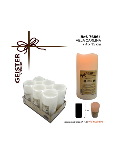 VELA CARLINA PILAS 15 x 7,4 cm BLANCA 76861