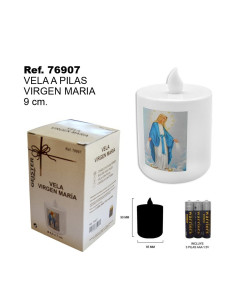 VELA A PILHAS VIRGEM MARIA 9CM.