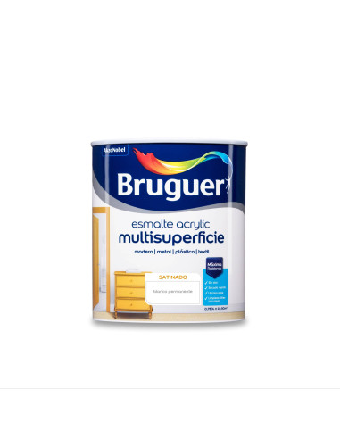 BRUGUER ESMALTE ACRYLIC MULTISUPERFICIE SATINADO 750 ml. BLANCO PERMANENTE