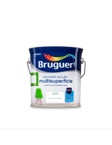 BRUGUER ESMALTE ACRYLIC MULTISUPERFICIE MATE 4 l. BLANCO PERMANENTE