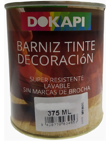 BARNIZ TINTE DECORACION DOKAPI BRILLANTE B. 375ML  CAOBA